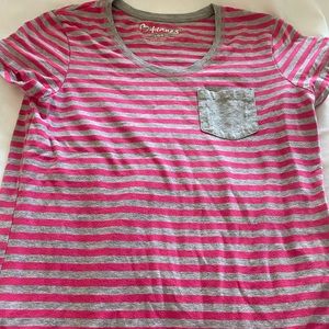 Gray and pink striped t-shirt